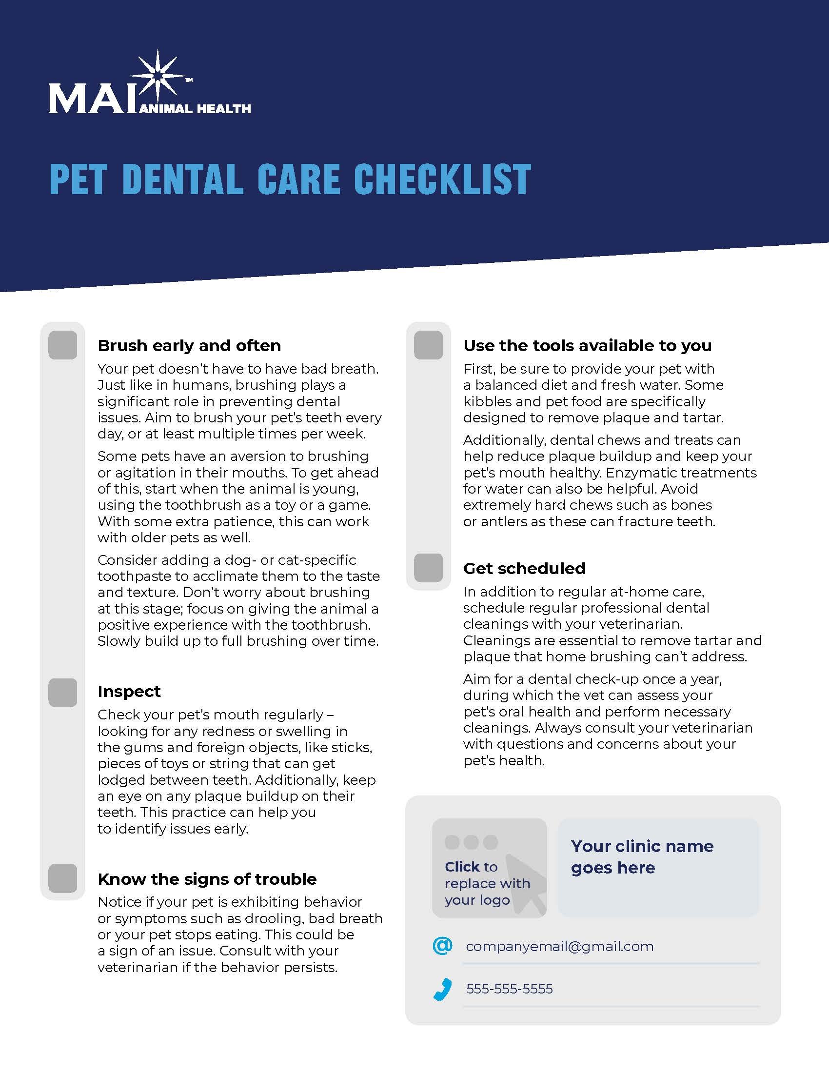 Checklist to Share With Your Vet